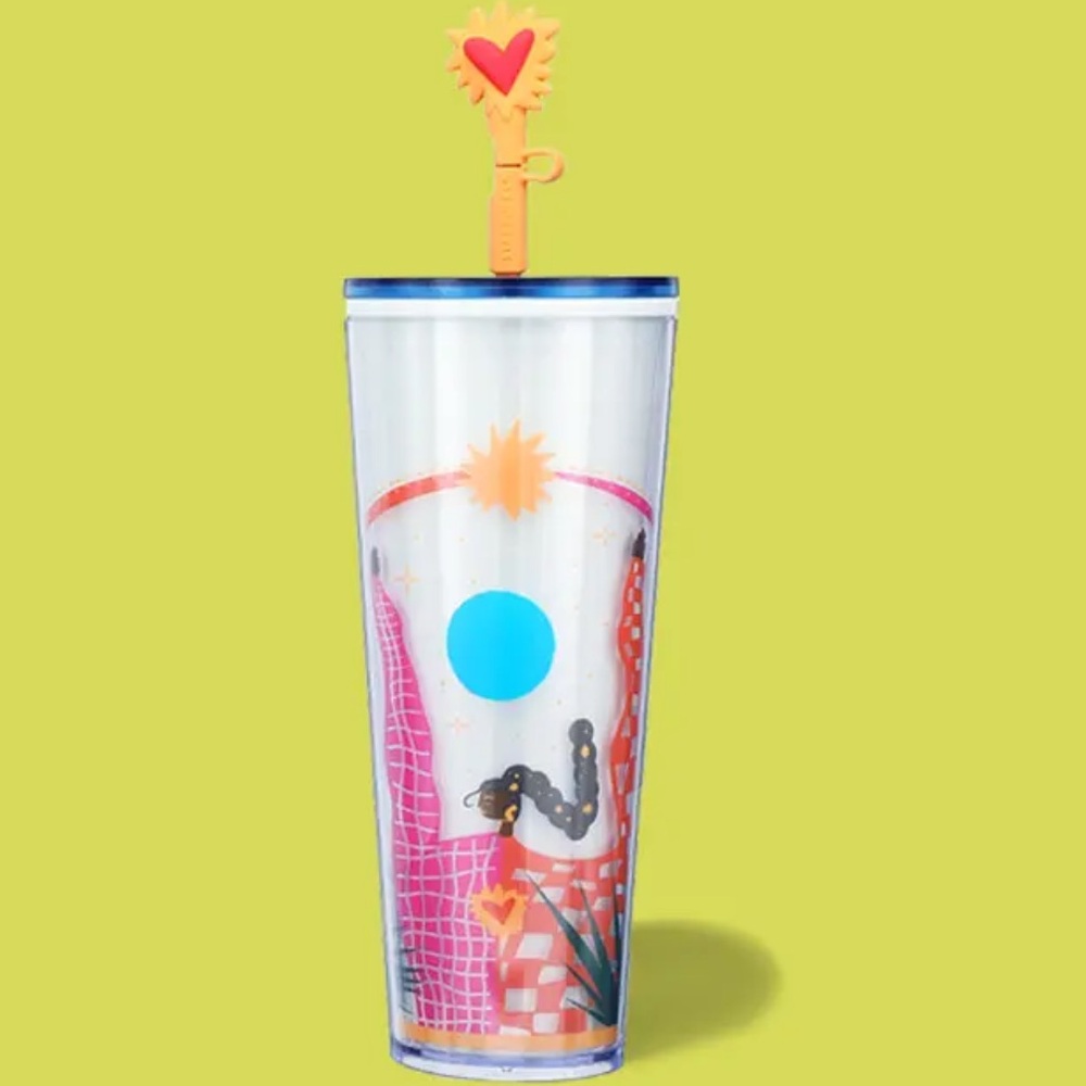 NWT💛Starbucks 2023 Fall Manuela Guillén Yellow Heart Straw Topper Venti Tumbler